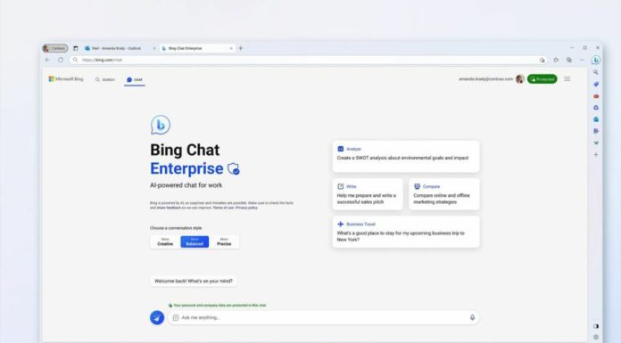 مایکروسافت از بینگ چت Enterprise رونمایی کرد؛ چتبات هوش مصنوعی برای کسبوکارها